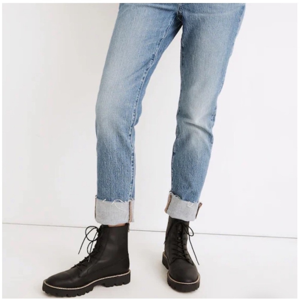 Madewell Citywalk Lugsole Lace-Up Boot Womens 8 Black Leather NB948 Zip‎